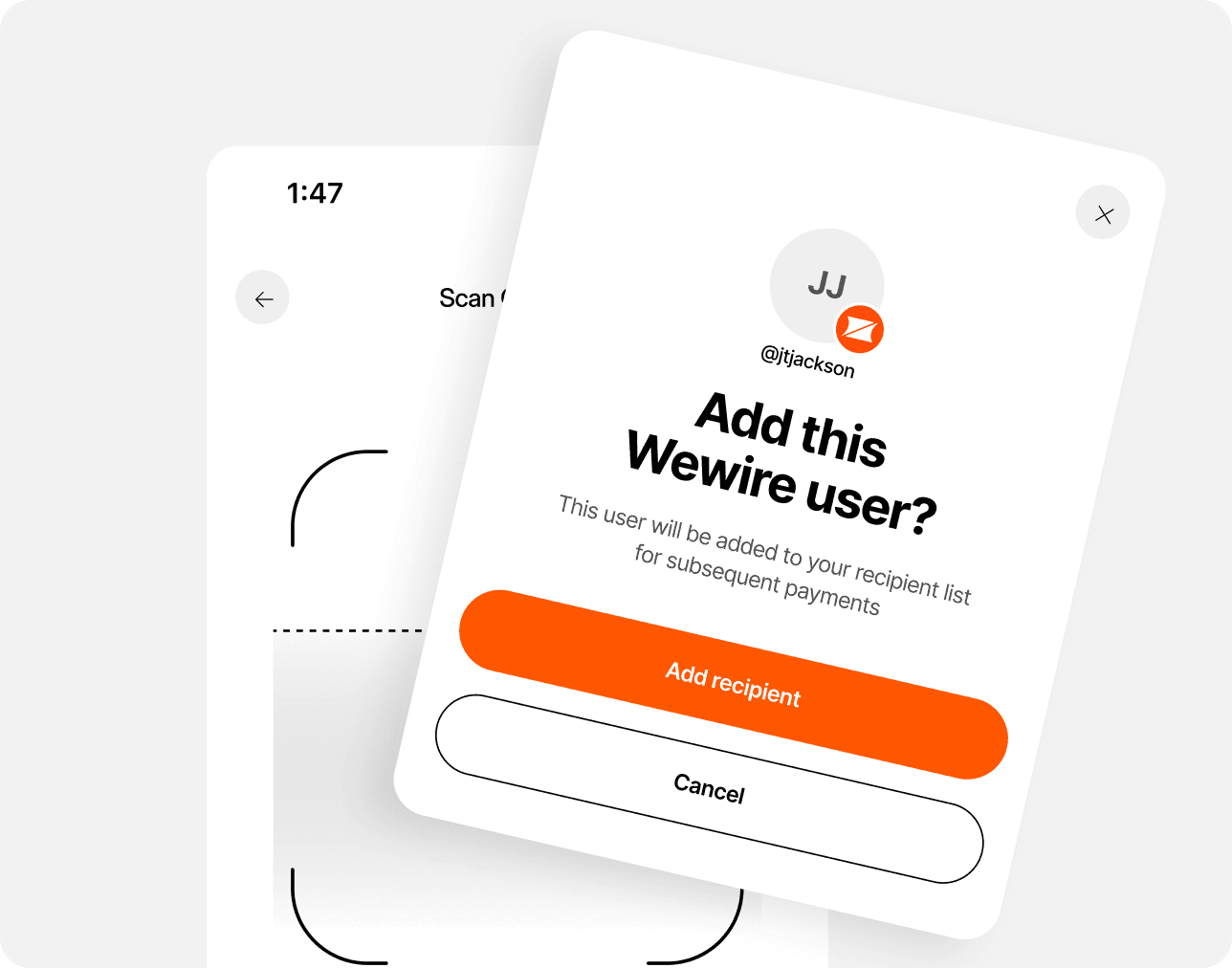 Add WeWire user - Send money by adding a WeWire username